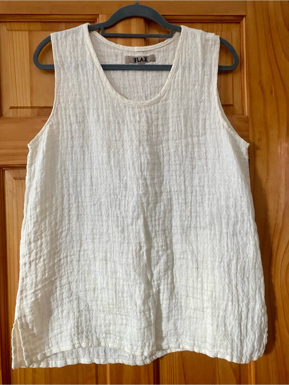 FLAX 100% Linen Quilted Texture Tank Top Ivory Lagenlook M